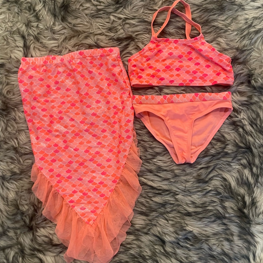 Pink mermaid Patterned Bikini Set for toddler